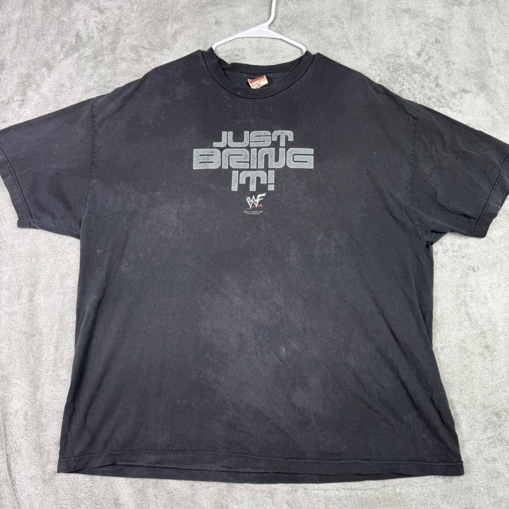 Vintage WWF The Rock Just Bring It T Shirt 2XL Black Graphic Tee - Picture 2 of 7